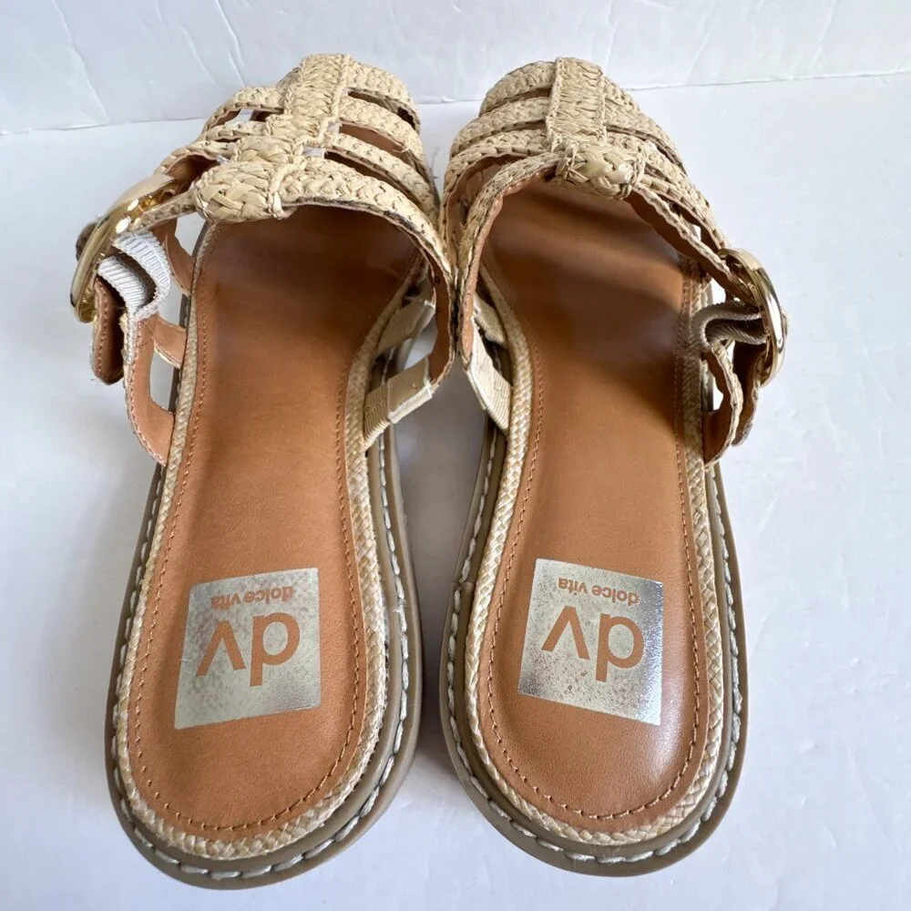 Dolce Vita Falcun Raffia Buckle Sandals Natural 8.5 - Picture 9 of 10